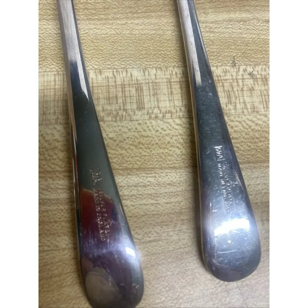 Sheffield England Vintage SILVER PLATED Salad Serving Spoon Fork Set ~ 9 1/2